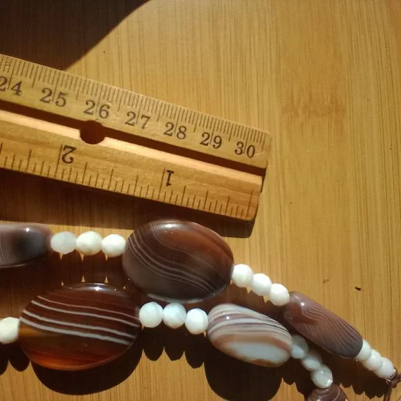 Jay King DTR mine finds stripped Agate and MOP 36 inch necklace 925 - Picture 8 of 13